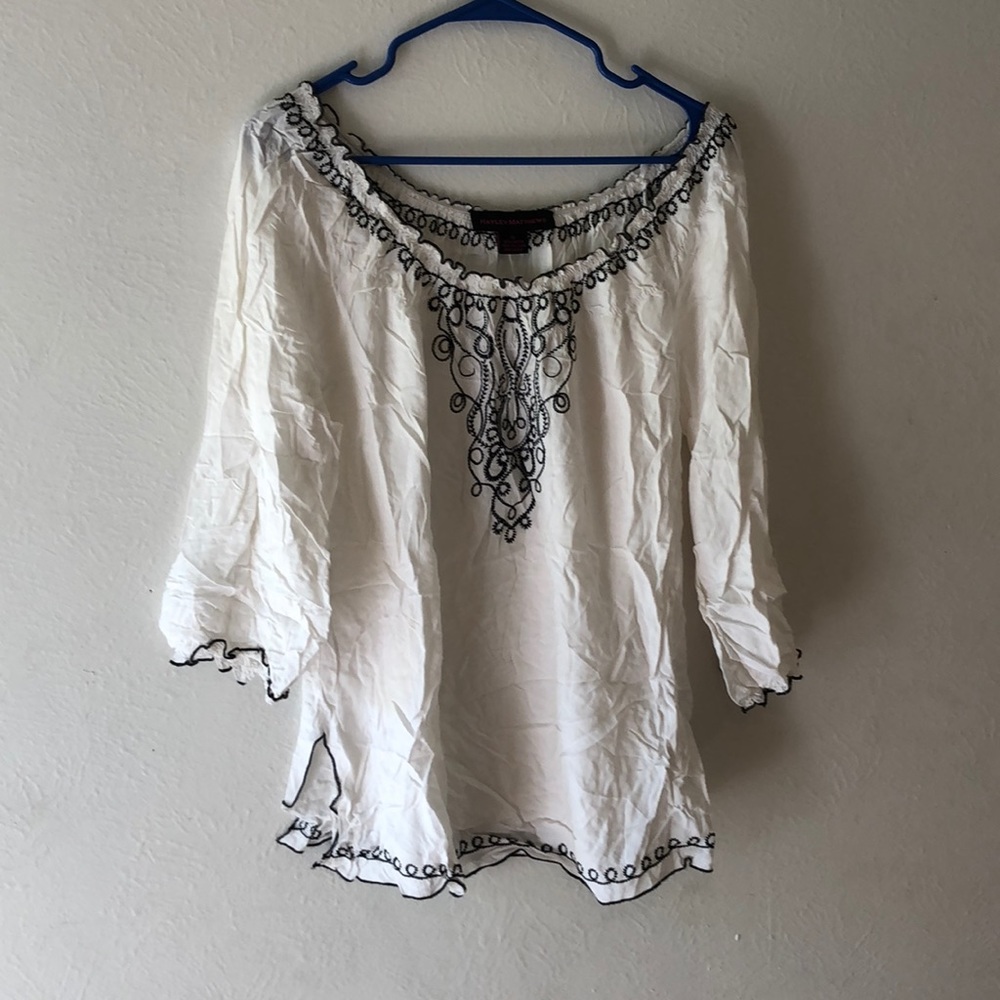 Hayley Matthews white blouse
